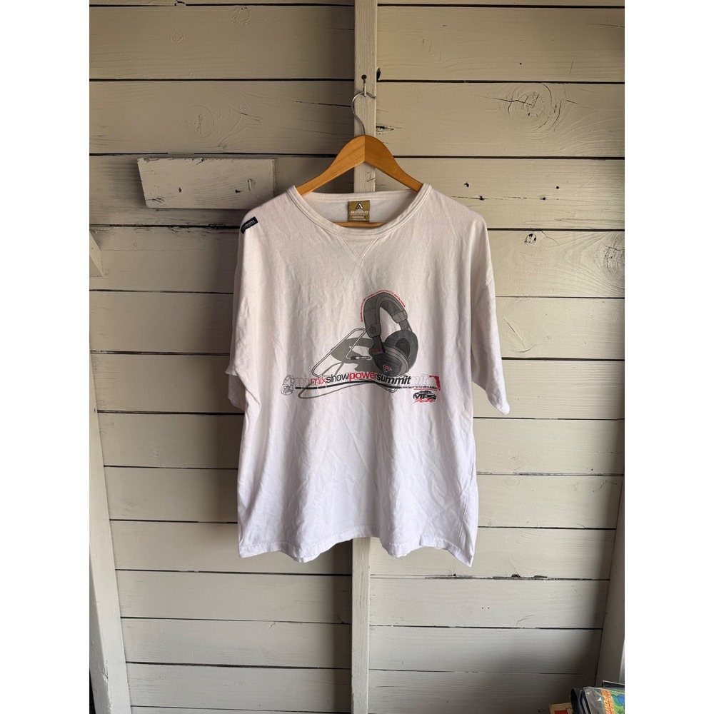 Vintage Akademiks 2004 Mixshow Power Summit Graphic T-Shirt White Mens XL Y2K